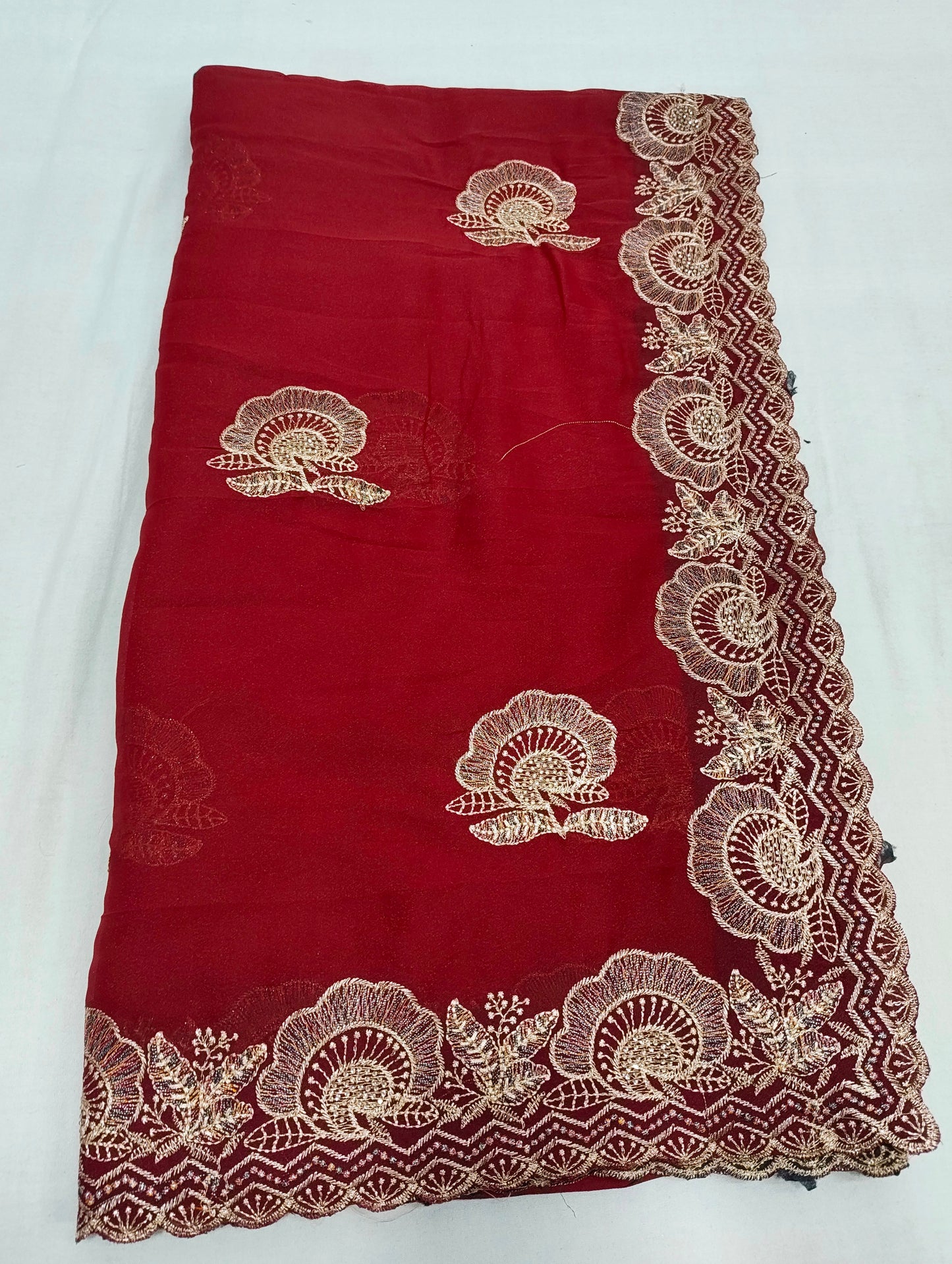 Chocolate Silk Multi Embroidery Work & Siroski Diamond Work SG501