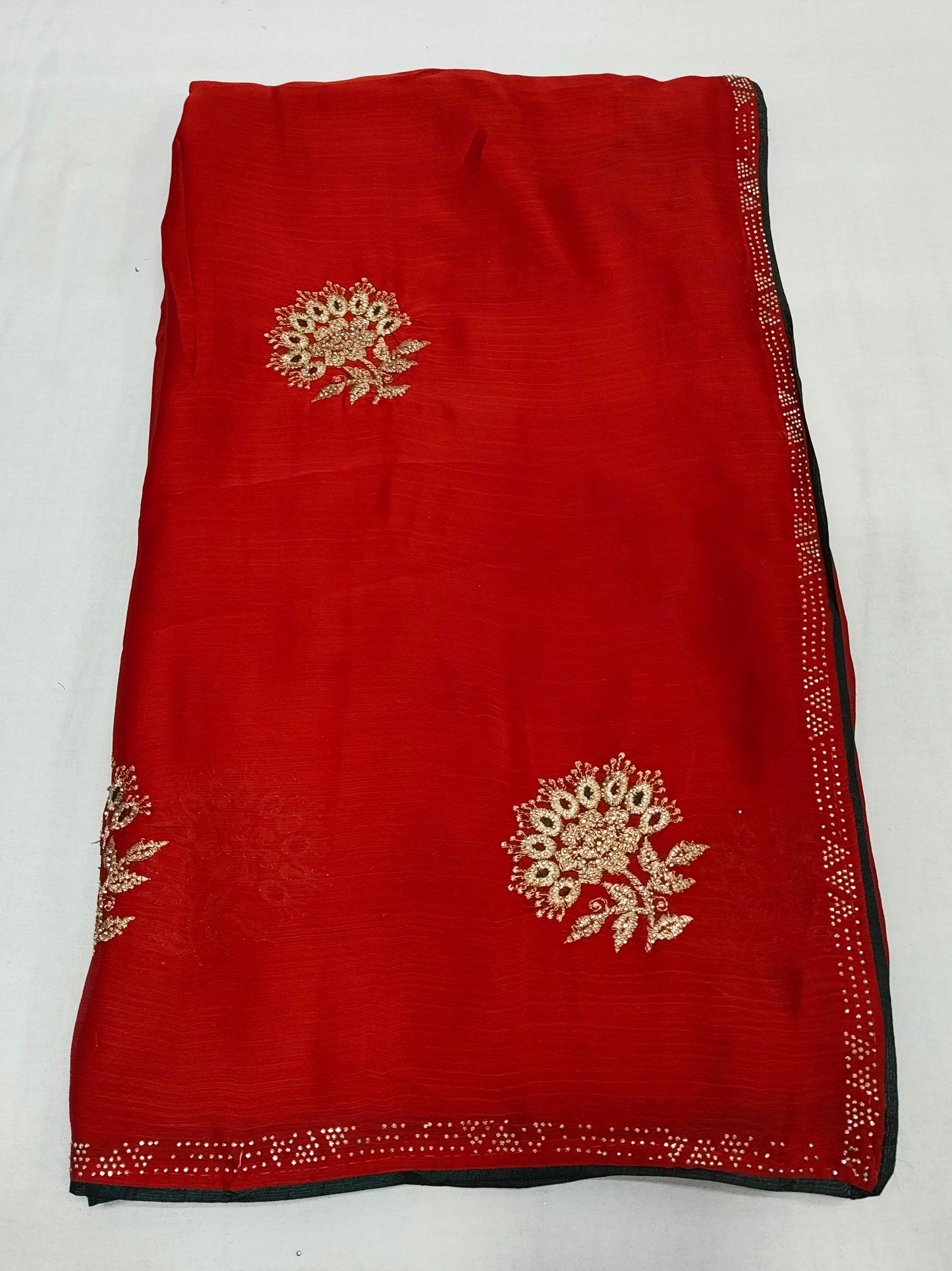 Satin Silk Embroidery Work & Siroski Work SC302