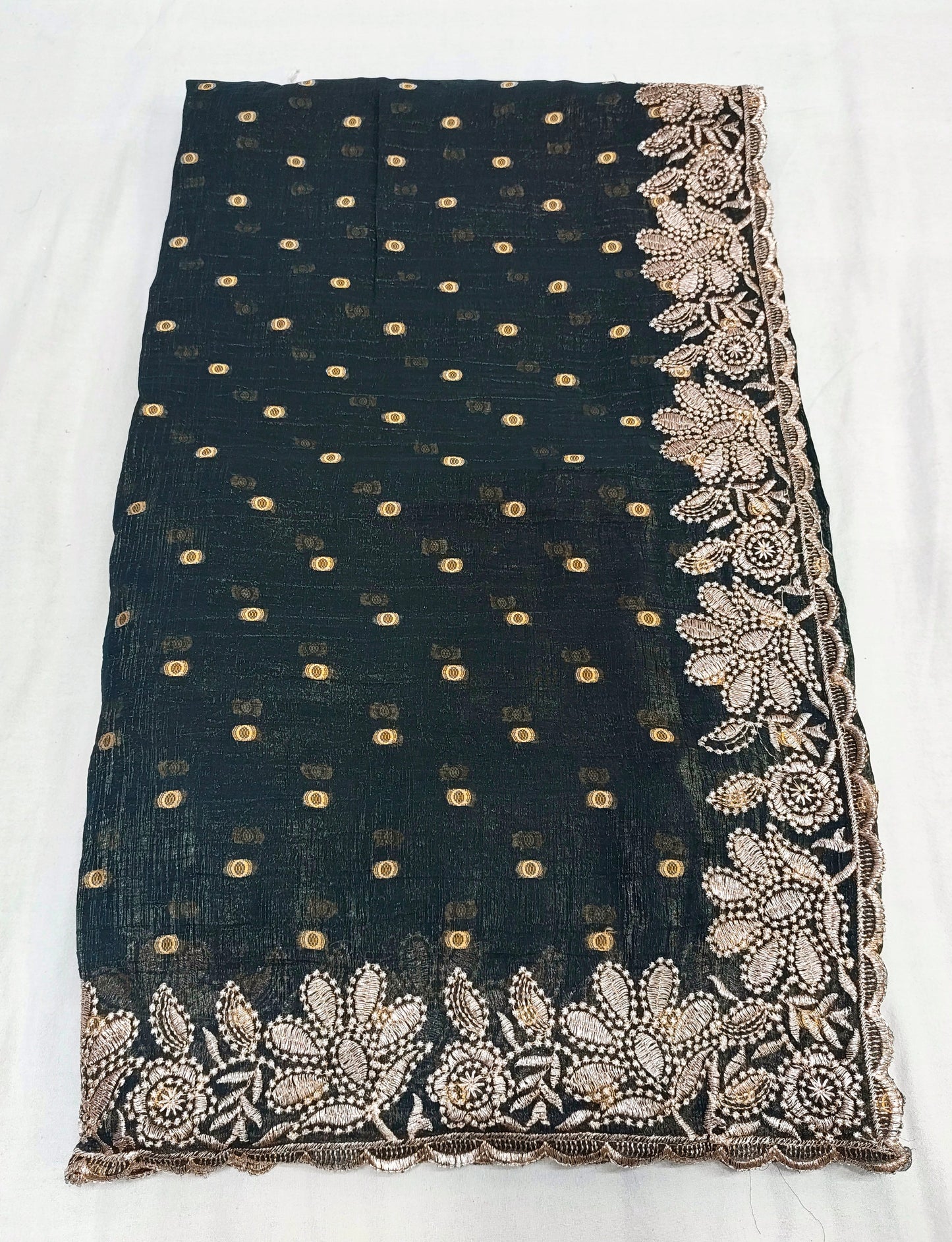 Silk Jacquard Crush Embroidery Work Saree CB201