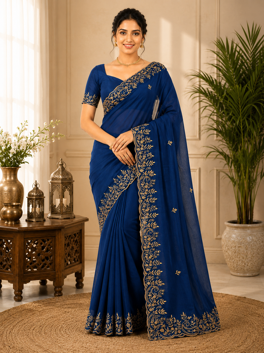 Trending Fendi Chiffon Keri Design Saree