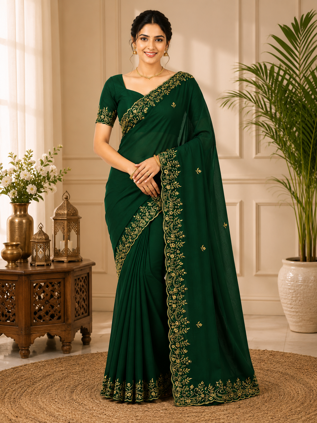 Trending Fendi Chiffon Keri Design Saree