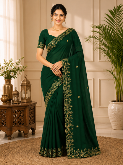 Trending Fendi Chiffon Keri Design Saree