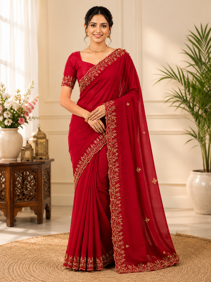 Trending Fendi Chiffon Keri Design Saree