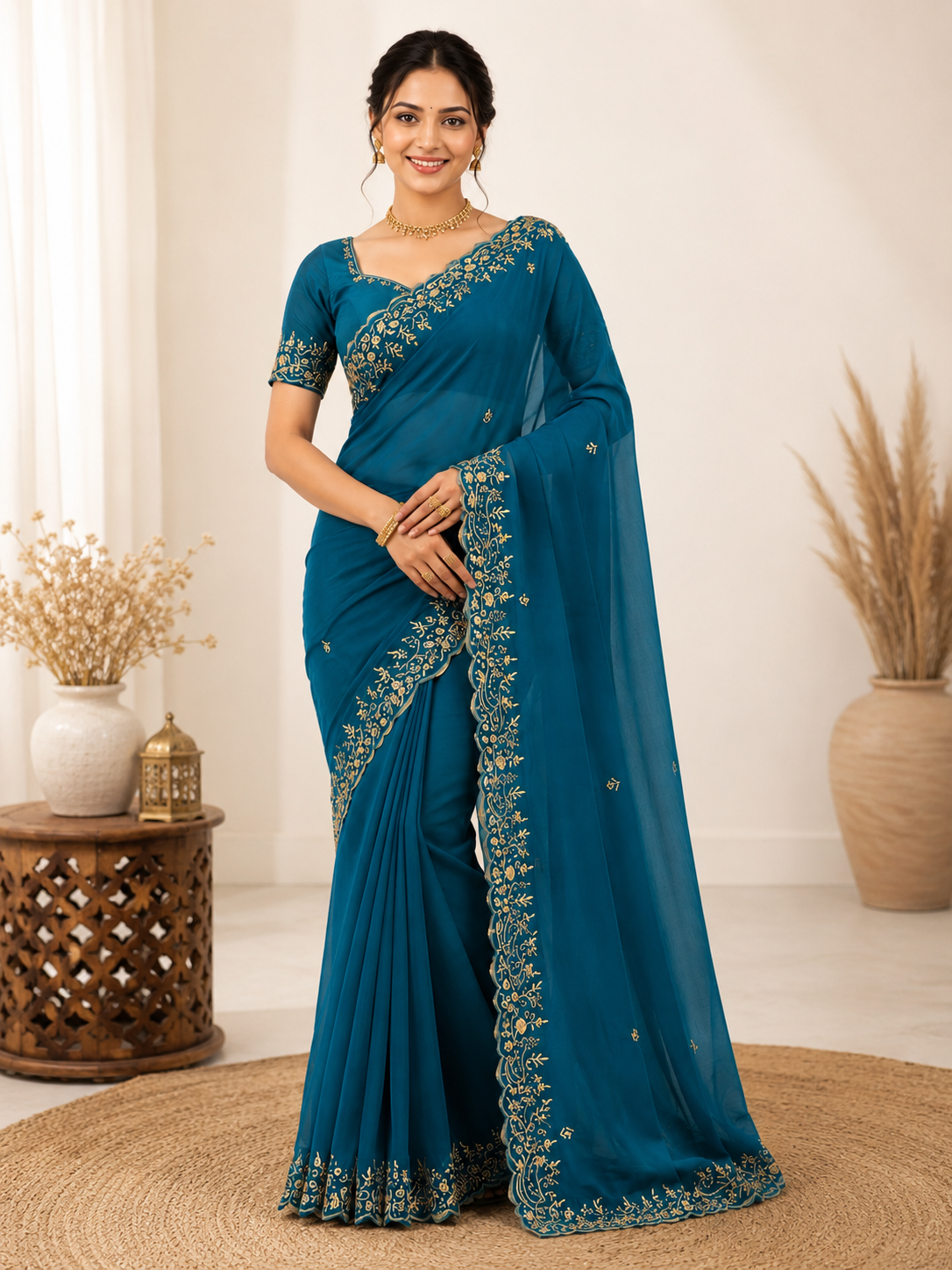Trending Fendi Chiffon Keri Design Saree