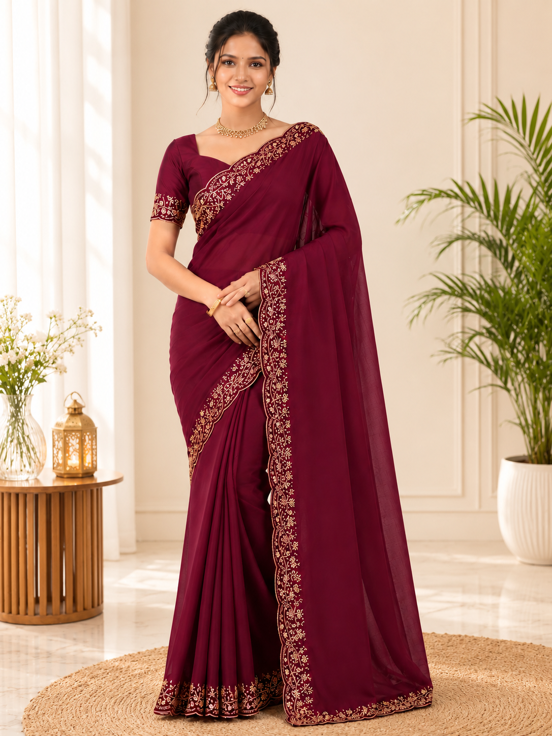 Trending Fendi Chiffon Keri Design Saree