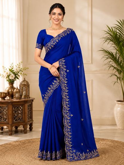 Trending Fendi Chiffon Keri Design Saree