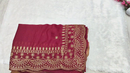 Shiny Georgette Heavy Embroidery Jari Work SG108