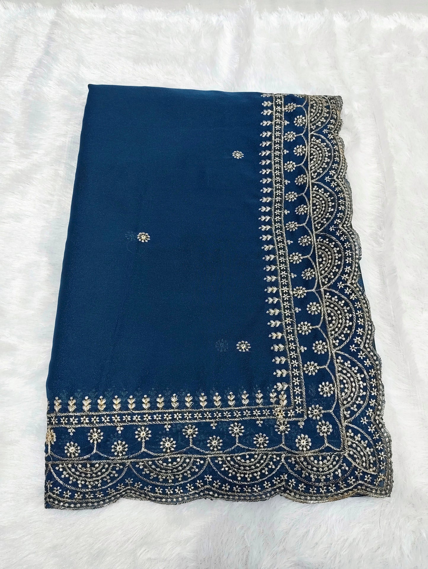 Shiny Georgette Heavy Embroidery Jari Work SG108