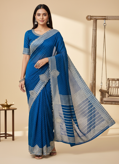 Fendi Chiffon Embroidery & Siroski Work Saree FC101