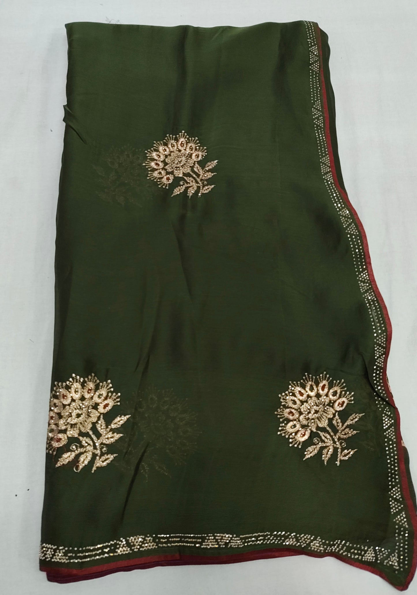 Satin Silk  Embroidery Work & Siroski Work SC302