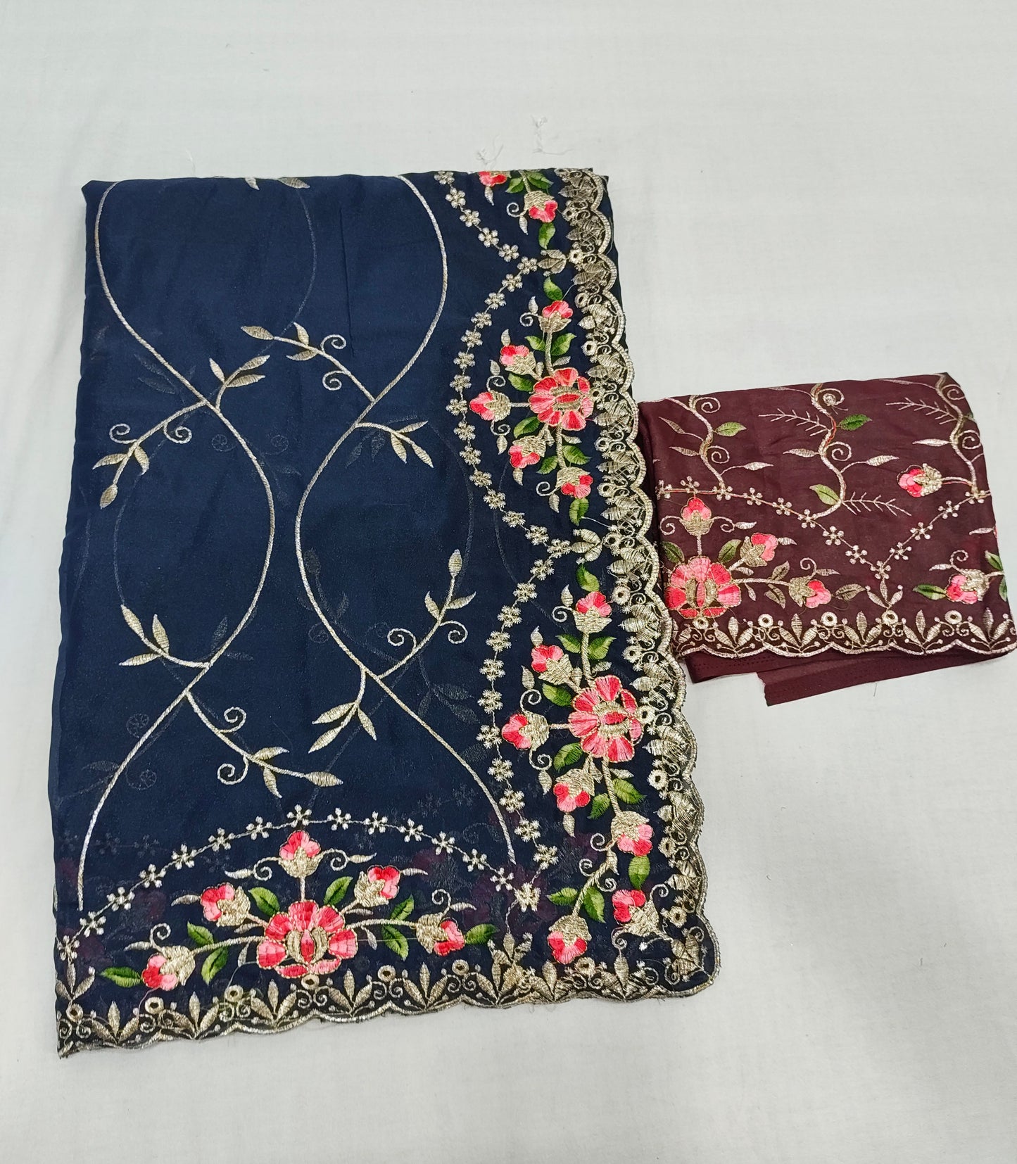 Shinny Georgette Multi Embroidery Work Sarees SG407