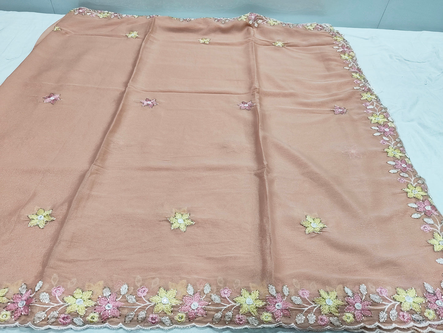 Shinny Georgette Multi Color Embroidery Work SG405
