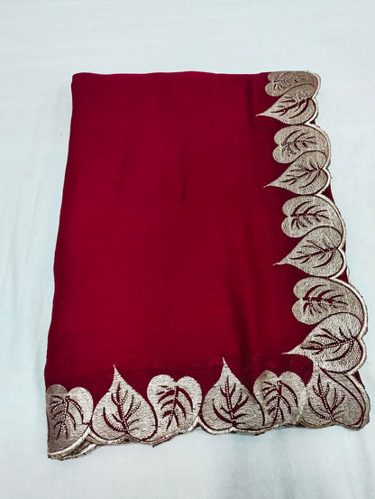 Satin Silk Chiffon Embroidery Work & Siroski Work SC301