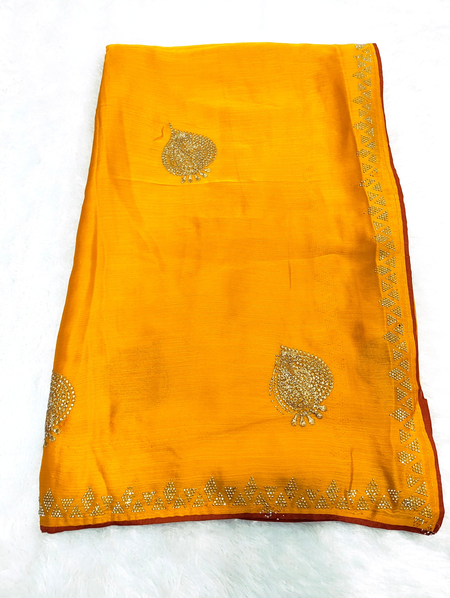 Satin Silk  Embroidery Work & Siroski Work SC307