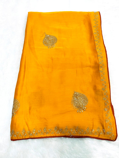 Satin Silk  Embroidery Work & Siroski Work SC307