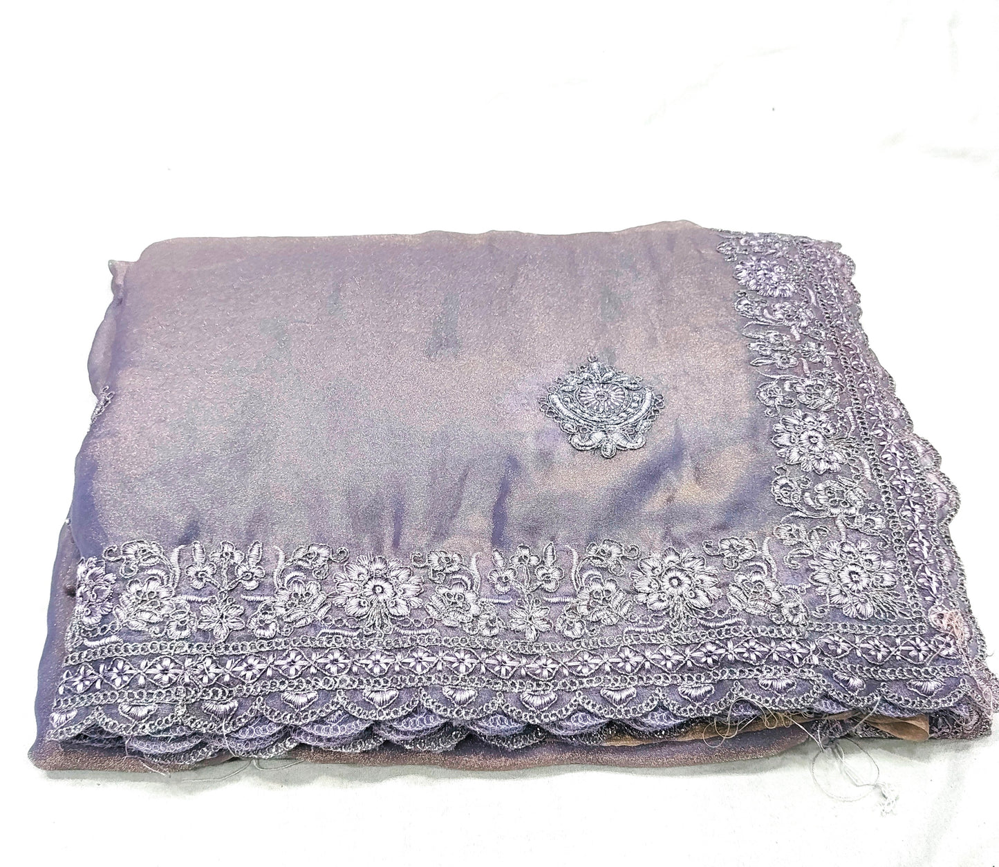 Tissue Gold Silk with Embroidery Glitter Coding Work NCC802