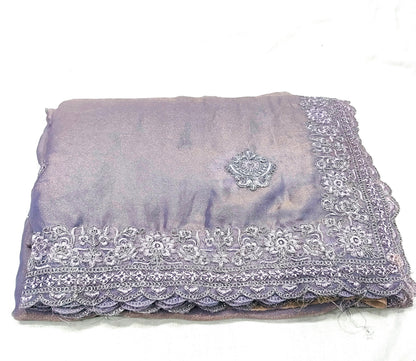Tissue Gold Silk with Embroidery Glitter Coding Work NCC802