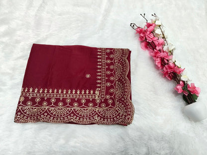 Shiny Georgette Heavy Embroidery Jari Work SG108