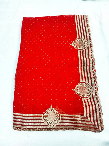 Fendi Chiffon Embroidery & Siroski Work Saree FC101