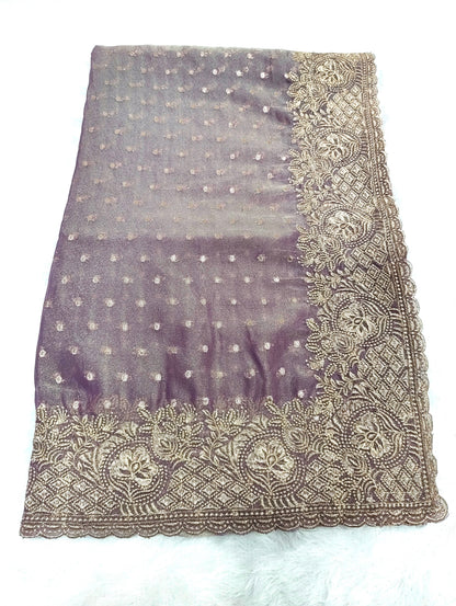 Silk Jacquard Heavy Embroidery Saree NCB204