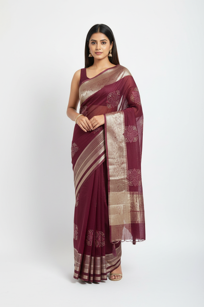 Organza Rich Pallu Embroidery & Siroski Work Saree OP701