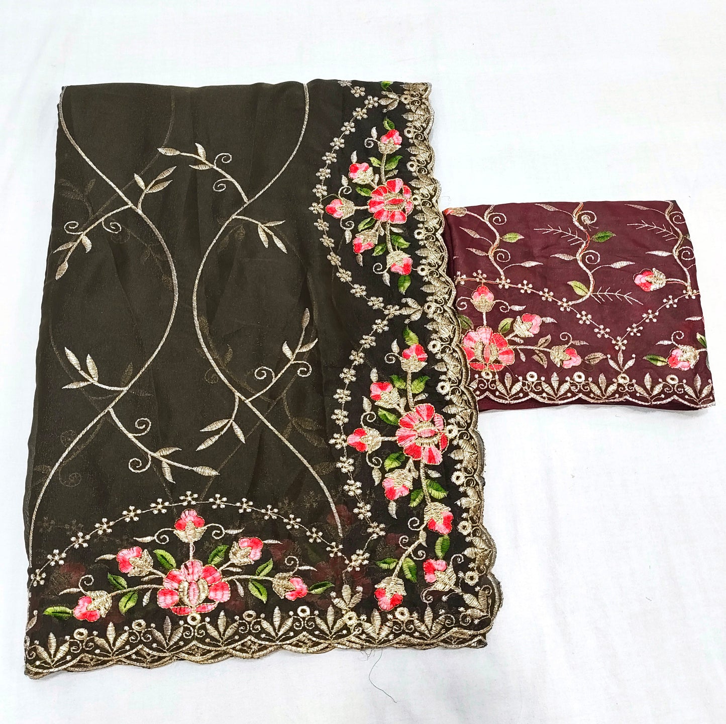 Shinny Georgette Multi Embroidery Work Sarees SG407