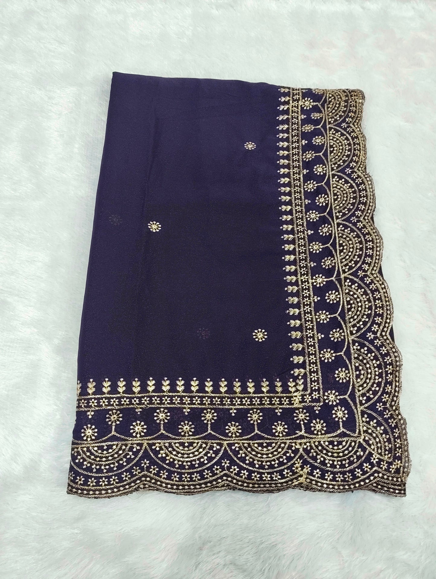 Shiny Georgette Heavy Embroidery Jari Work SG108