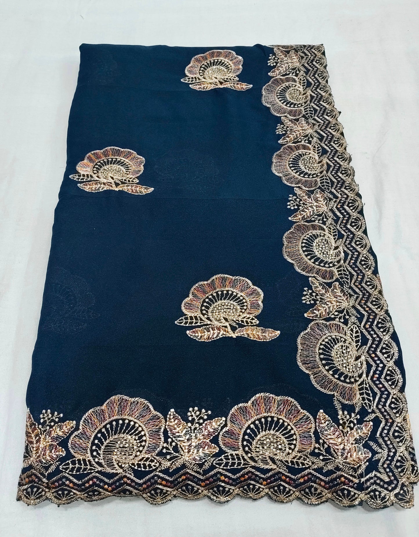Chocolate Silk Multi Embroidery Work & Siroski Diamond Work SG501