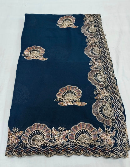 Chocolate Silk Multi Embroidery Work & Siroski Diamond Work SG501