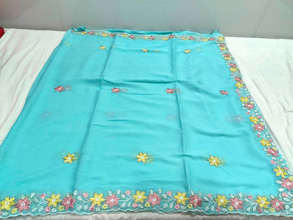 Shinny Georgette Multi Color Embroidery Work SG405