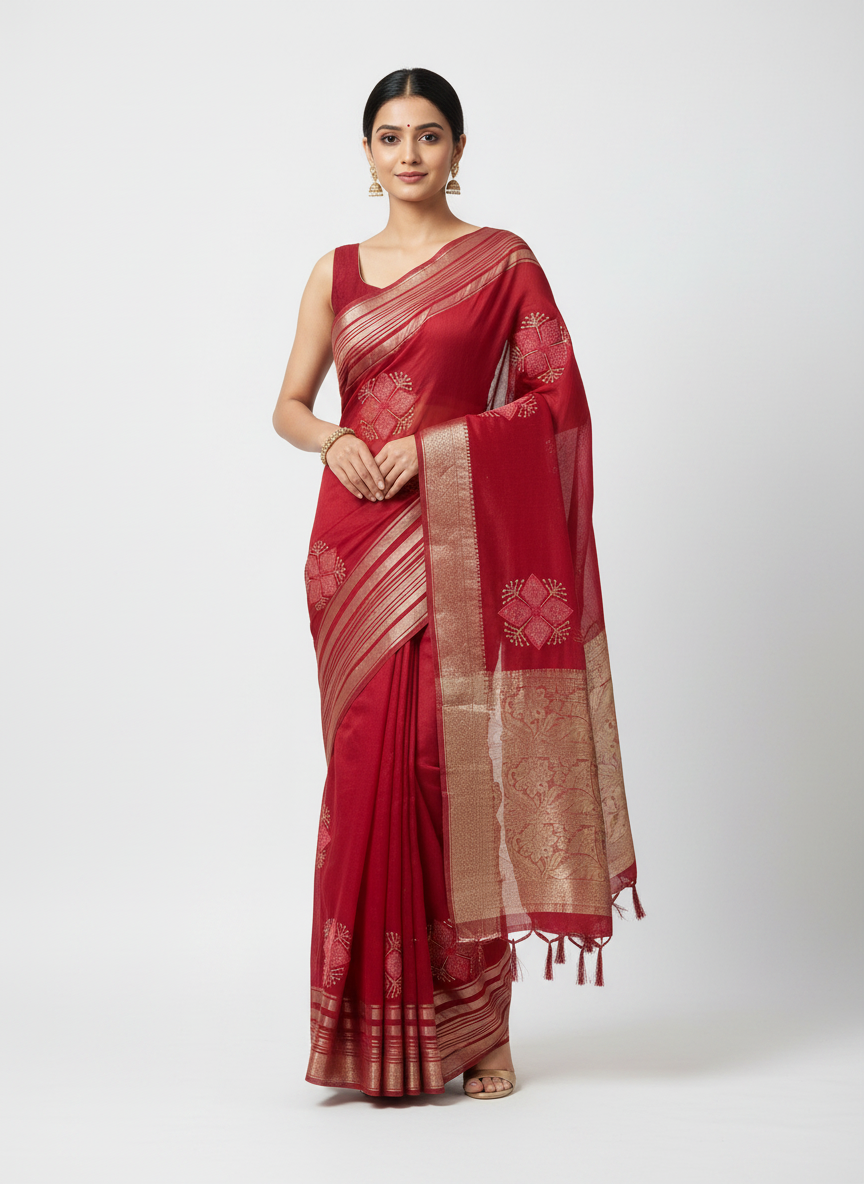 Organza Rich Pallu Embroidery & Siroski Work Saree OP701