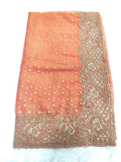 Silk Jacquard Heavy Embroidery Saree NCB204