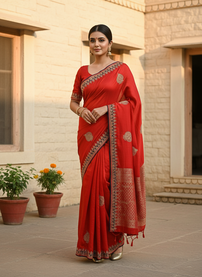 Satin Silk  Embroidery Work & Siroski Work SC307