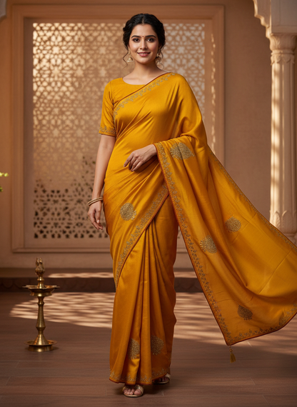 Satin Silk  Embroidery Work & Siroski Work SC307