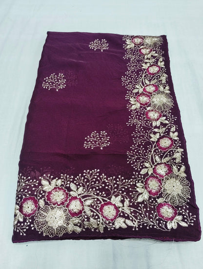 Tissue Silk Embroidery Work & Siroski Work NC202