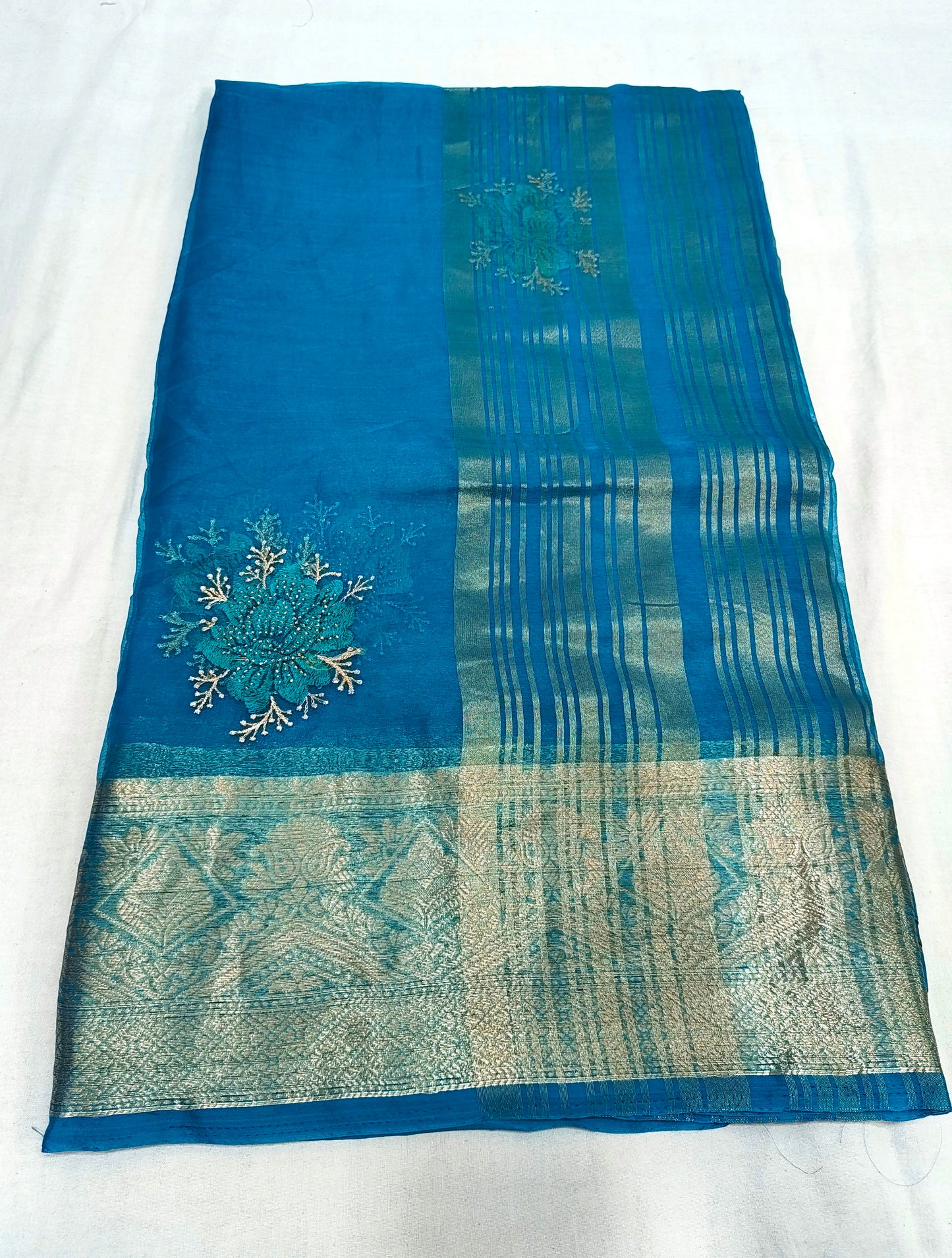 Organza Rich Pallu Embroidery & Siroski Work Saree OP702