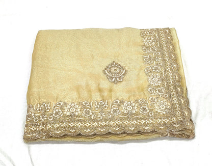 Tissue Gold Silk with Embroidery Glitter Coding Work NCC802