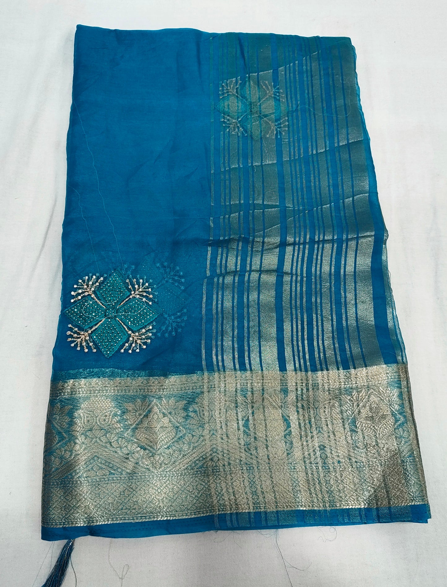 Organza Rich Pallu Embroidery & Siroski Work Saree OP701