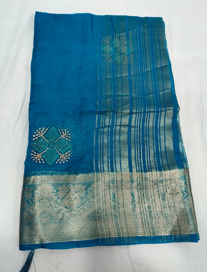 Organza Rich Pallu Embroidery & Siroski Work Saree OP701
