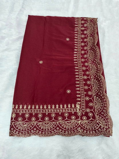 Shiny Georgette Heavy Embroidery Jari Work SG108