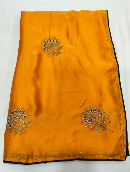 Satin Silk  Embroidery Work & Siroski Work SC302