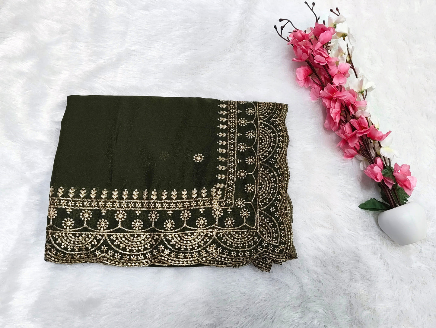 Shiny Georgette Heavy Embroidery Jari Work SG108