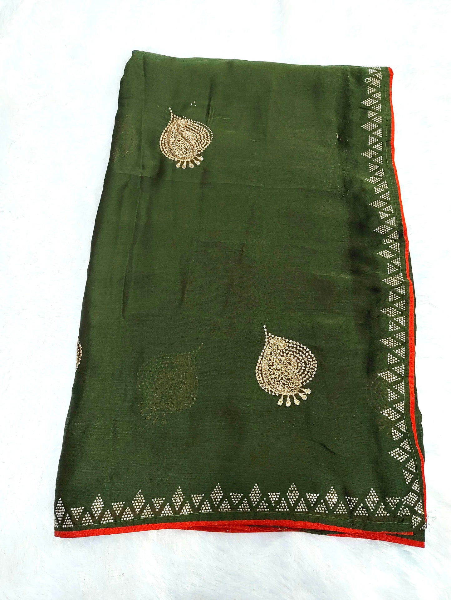 Satin Silk  Embroidery Work & Siroski Work SC307