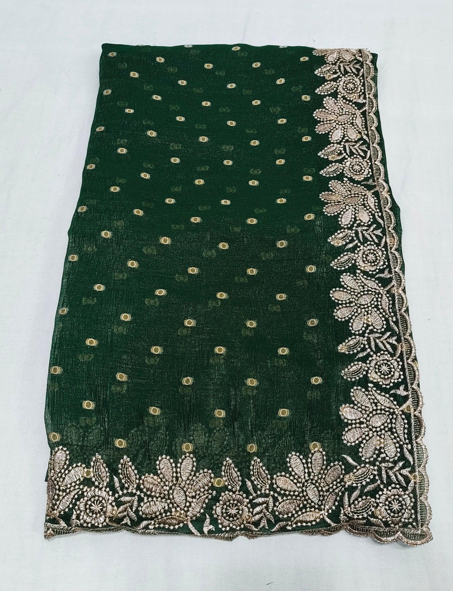 Silk Jacquard Crush Embroidery Work Saree CB201
