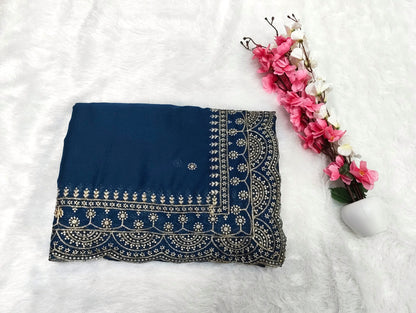 Shiny Georgette Heavy Embroidery Jari Work SG108