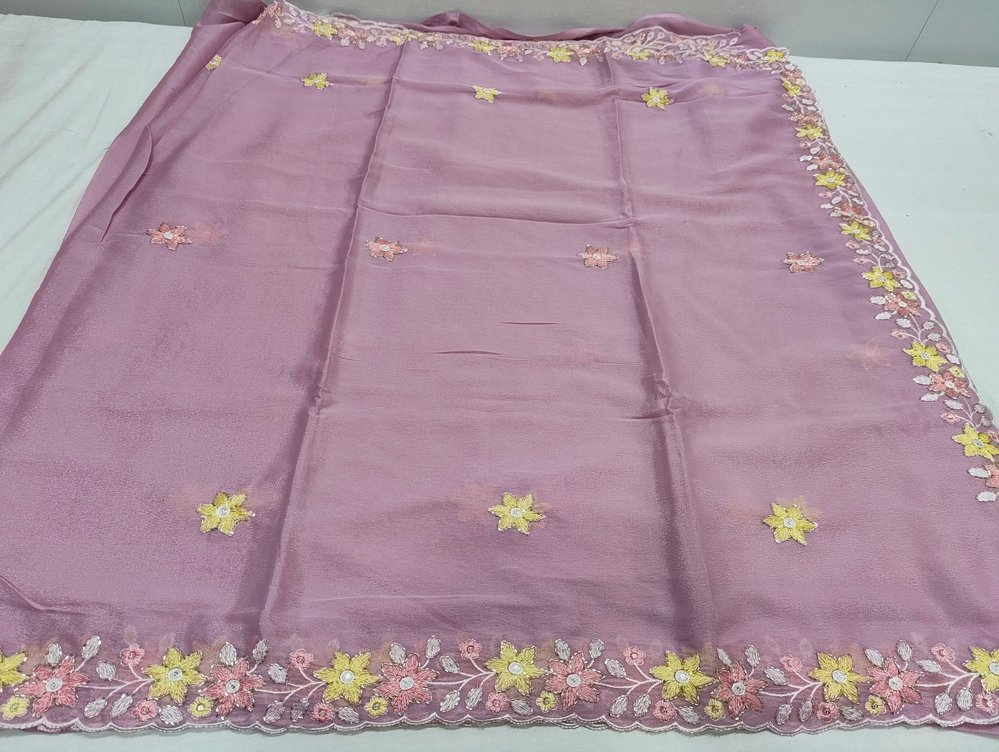 Shinny Georgette Multi Color Embroidery Work SG405