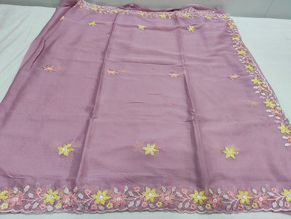Shinny Georgette Multi Color Embroidery Work SG405