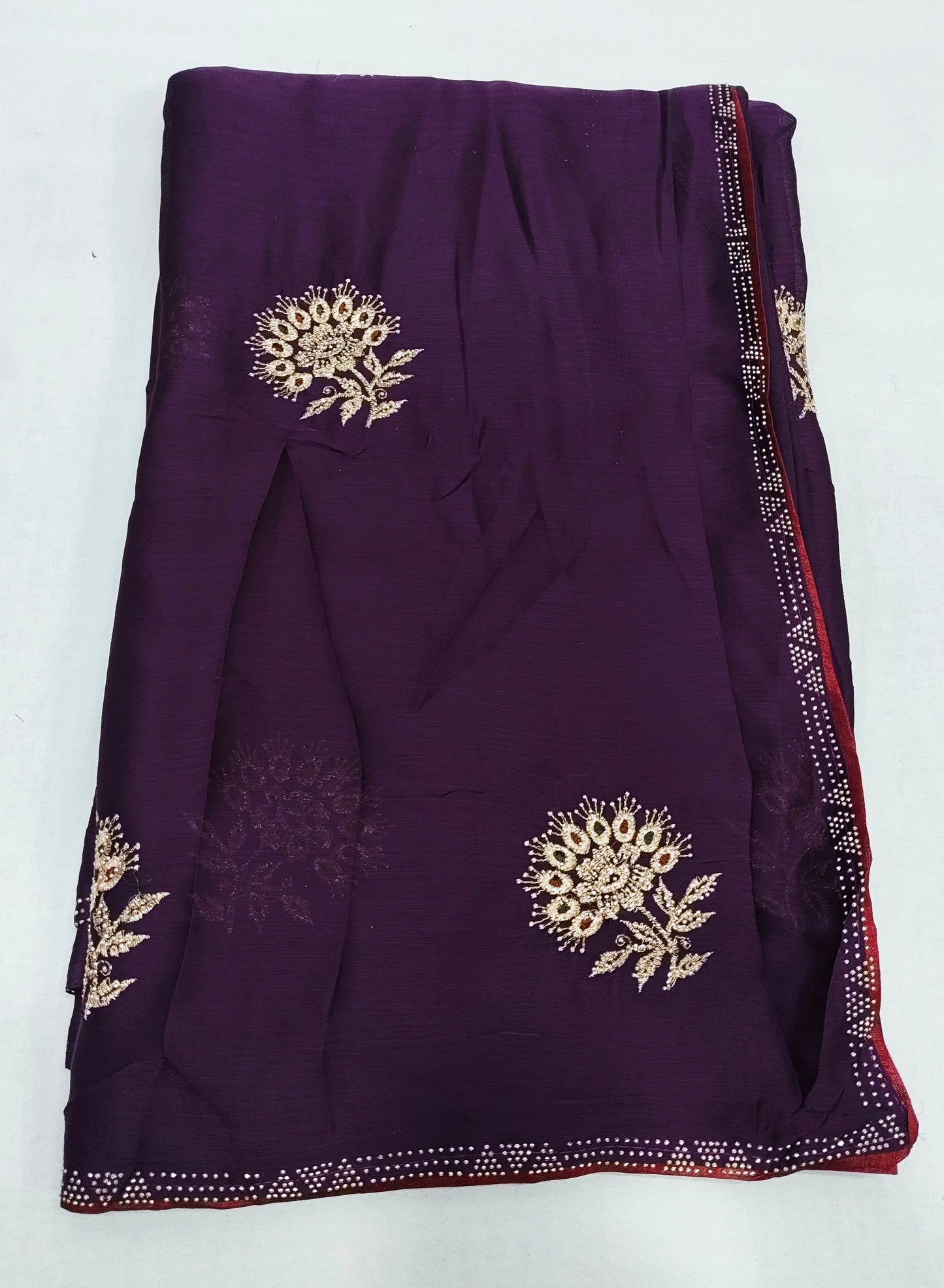 Satin Silk  Embroidery Work & Siroski Work SC302