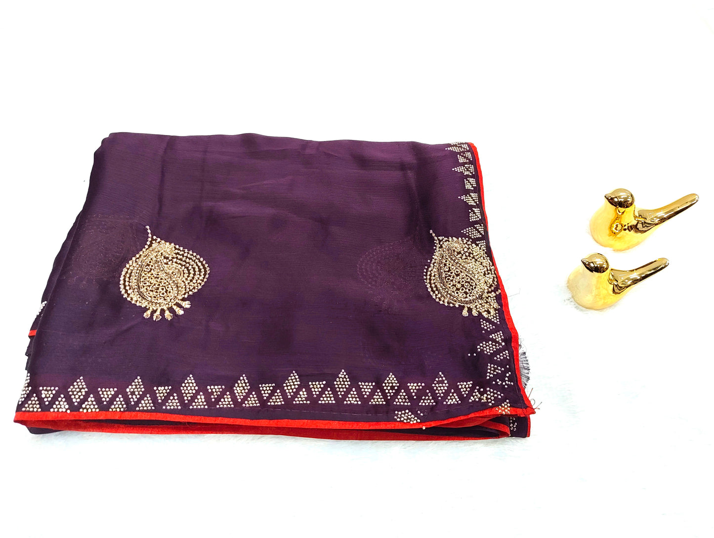 Satin Silk  Embroidery Work & Siroski Work SC307