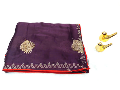Satin Silk  Embroidery Work & Siroski Work SC307